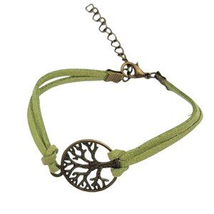 3/$20 Womens Bracelet Tree of Life Green Suede Fashion Jewelry Adjustable